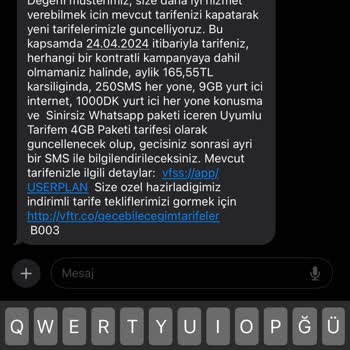 Vodafone Mecburi Tarife Değişimi
