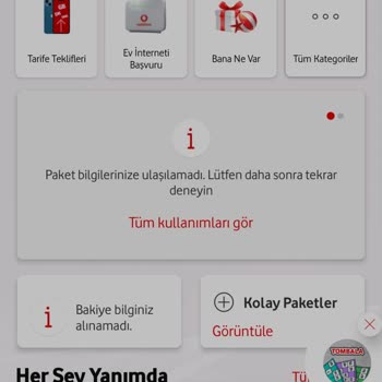 Vodafone Kalan Kullanımlarımı Göremiyorum
