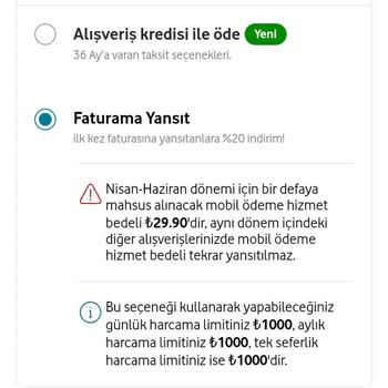 Vodafone Faturaya Ek Ürün Alma