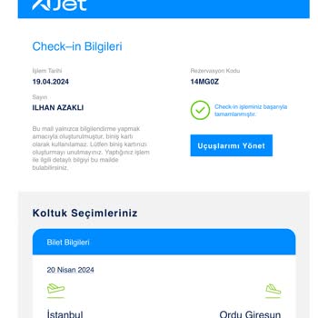 A Jet Biniş Kartı Oluşturmuyor