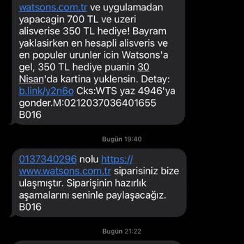 Watsons Siparişimi İptal Etti