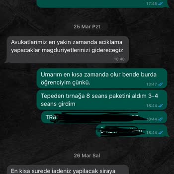 Şulemsi Güzellik Ve Zayıflama Merkezi Ücret İadesi Yapılmadı