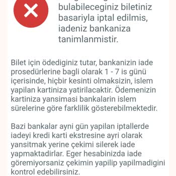 Obilet İptal Ettiğim Biletin Tarafıma (kartıma) İade Edilmemesi
