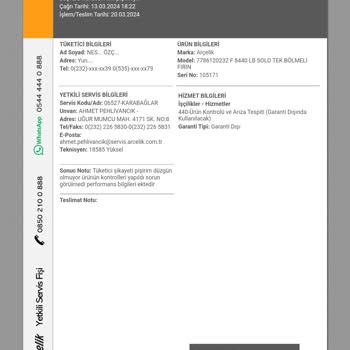 Arçelik Bozuk Fırınına Sahip Çıkmıyor.