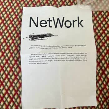 Network Hatalı Gömlek Değişim Talebi