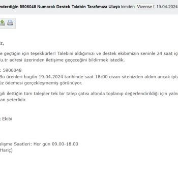 Vivense'den Sipariş İptali İçin Yaşatılan Sorunlar