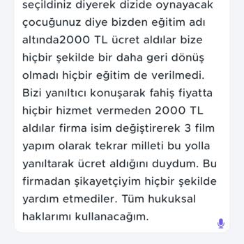 3 Film Yapım Çocuğumun Hayalleriyle Oynadılar: 2000 TL Mağduriyeti