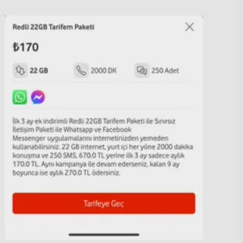 Vodafone Mevcut Tarifeyi Bana Sunmuyor!