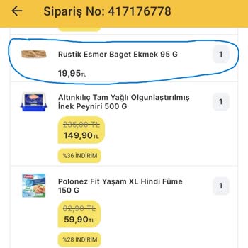 Migros Hemen Bayat/yenilemeyecek Ürün Gönderdi