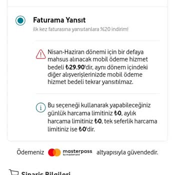 Vodafone Faturama Yansıt Al İle Ürün Alamama