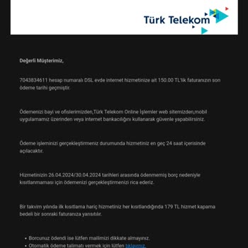 Türk Telekom Fatura Ödemesi Vs