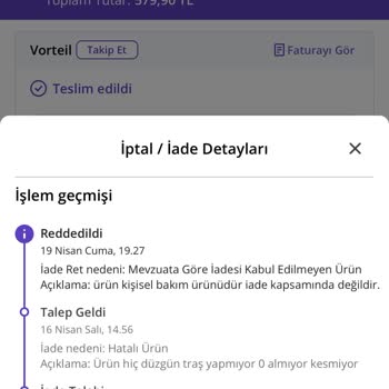N11 İade Ürünü Ret Etmektedir