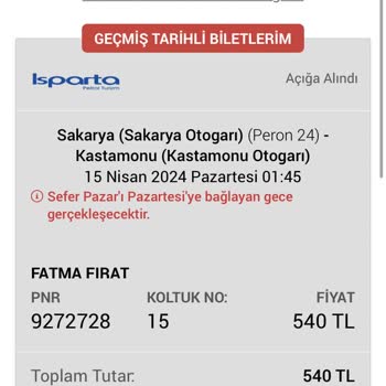 Isparta Petrol Turizm Bilet İademi Alamadım