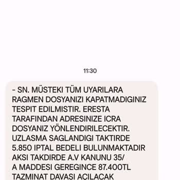 ERESTA (SMS) Eresta Dan Gelen SMS