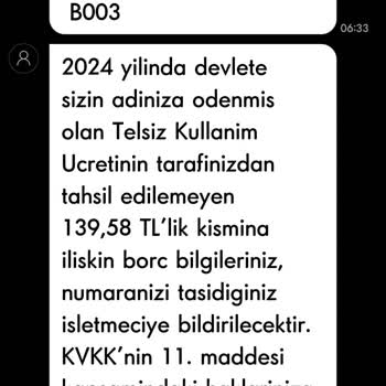 Vodafone Telsiz Kullanım Ücreti