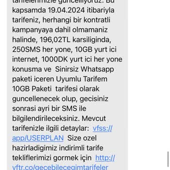 Vodafone İznim Olmadan Tarifemi Değiştirdi