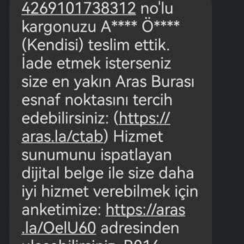 Aras Kargo Kargomu Bana Teslim Etmeden Edildi Diye Mesaj Atıyor.