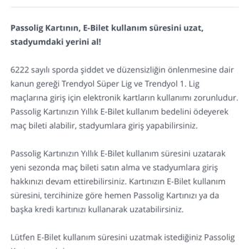 Passolig E-Bilet İle Kombinemi Uzatamıyorum, Acil Yardim