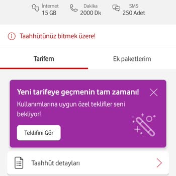 Vodafone Yüksek Tarife Teklifleri