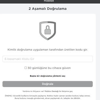 Roblox Kimlik Doğrulama Yardım