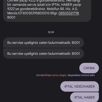 Türk Telekom 9222 Numaralı Hattan Abonelik Başlandığına Dair Mesaj