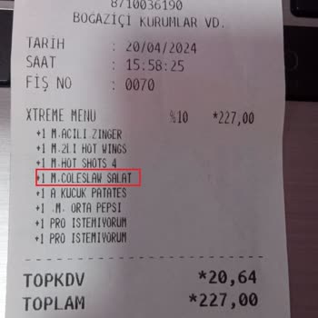 KFC Menüde Olmayan Ürünün Ücretini Tahsil Ediyor!