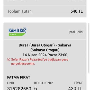 Obilet Para İadesi Alamadım