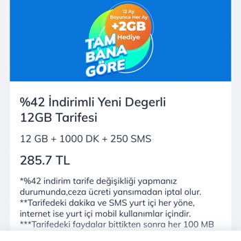 Türk Telekom Tarifeye Ek +2GB İnterneti Vermedi.