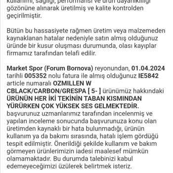 adidas İki Gün Sonra Rahatsız Edici Ses Çıkaran Spor Ayakkabı