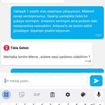 Usta Dönerci Tıkla Gelsin Sipariş İptali Sorunu
