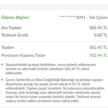 Trendyol GO Market Alışverişi Fazla Para Alma