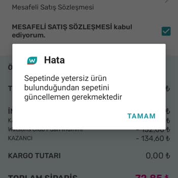 Watsons Sepetinizde Ürün Bulunmamaktadır Hatası