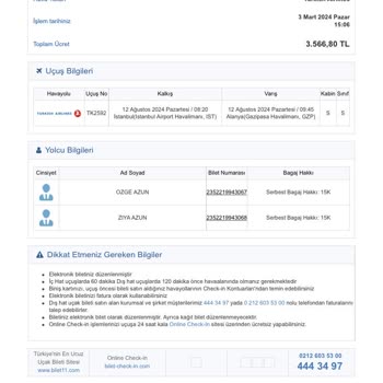 THY Uçak Bileti Değişikliği