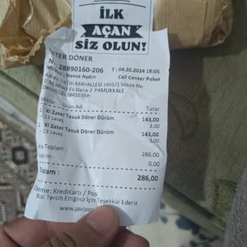 Zater Döner Geç Gelen Sipariş