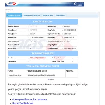 Bursa Gemlik Aras Kargo Şikayet