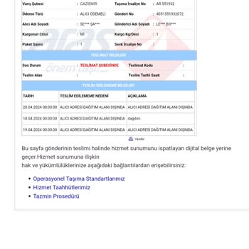 Gaziemir Aras Kargo Teslimat Duyarsızlığı