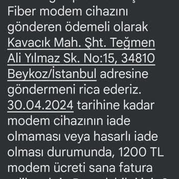 Şok Net Modem İade Almama