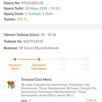 Sr Döner Yenikent Şubesinde Sipariş Problemi