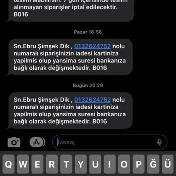 Watsons İptal Edilen Siparişimin İadesinin Yapılmaması