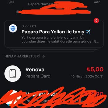 Papara "Renova" Açıklamasıyla Para Çekmesi
