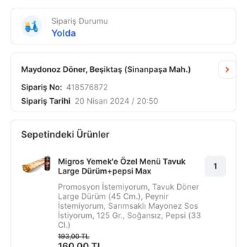 Migros Yemek Yemediğim Yemeğin Parasını Alıp İade Yapmıyor