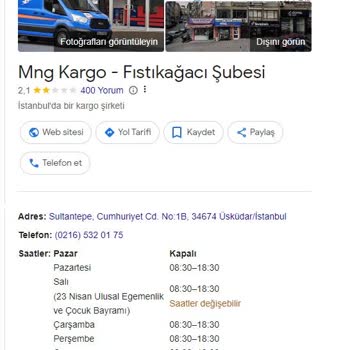 MNG Kargo Fıstıkağacı Şubesinin Mağdur Etmesi