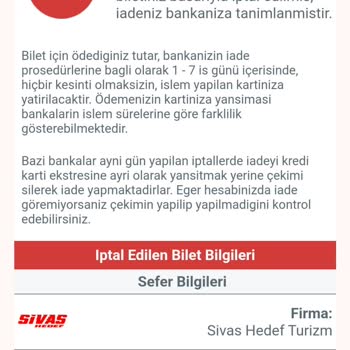 Obilet Para İadesi Yapmadı.