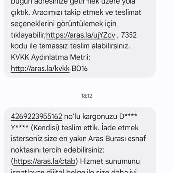 Aras Kargo Siparişimi Teslim Etmeden Bana Teslim Aldım Mesajı Attı!