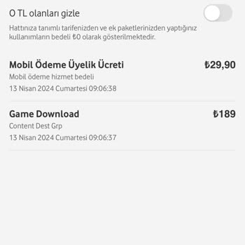 Vodafone Bilgisiz Game Üyeliği