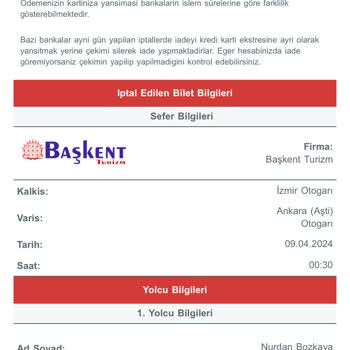 Obilet Para İadesini Yapmadı