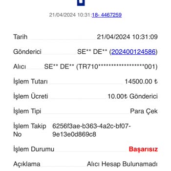 Parazula Hesaba Para Yüklenmiyor