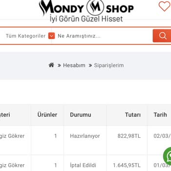 Mondy Shop Ürün Ve İade Sorunu İle Karşı Karşıya Kaldım