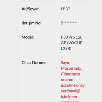 Huawei KVK Servisi Telefonları Karıştırmış