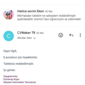 CV Maker Web Sitesinden Şikayetçiyim